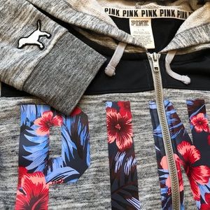 Lg VS Pink Hawaiian Floral Zip Hoodie